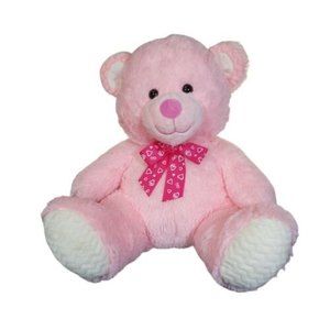 Hug Fun Large 18” Pink Plush Teddy Bear Baby Girl Nursery Décor